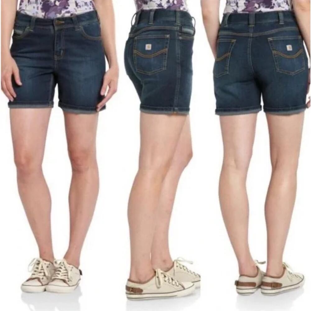 Carhartt Sibley Dark Blue Denim Womens Shorts 6